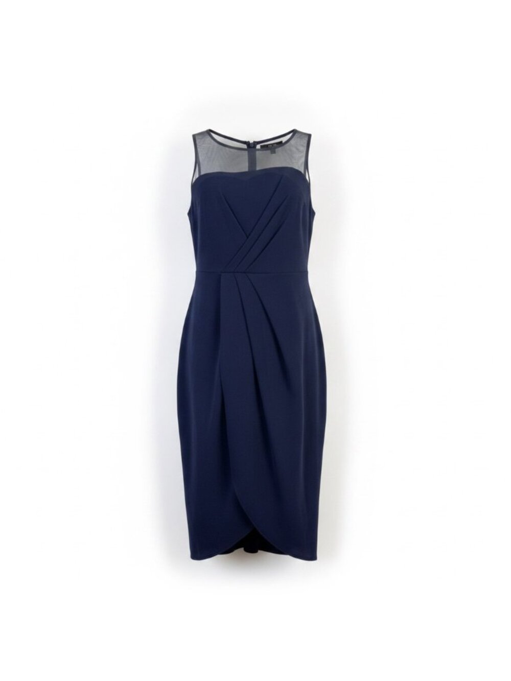 Adrianna Papell Womens Navy Sheer Overlay Sleeveless Cocktail Dress Size 10